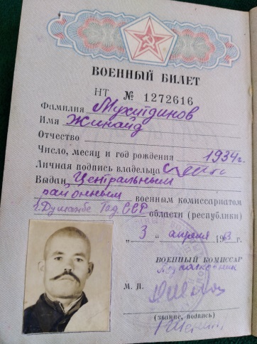 Отец
                      Мухитдинов Жинайд