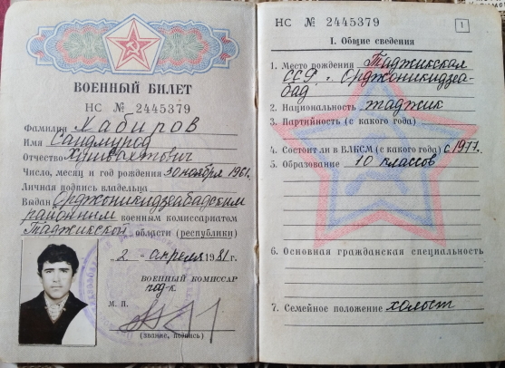 ХАБИРОВ
                      Саидмурод Хушвахтович
