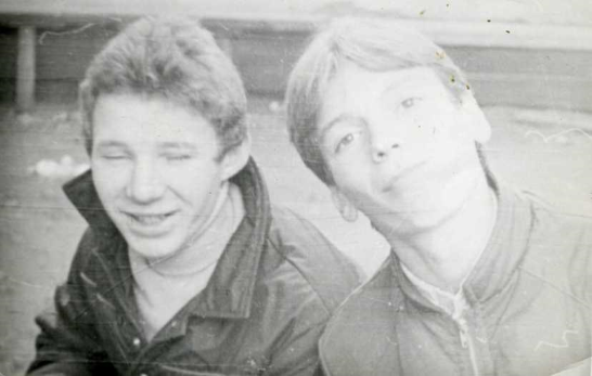 Миша Кривобоков с другом. 1982 г.